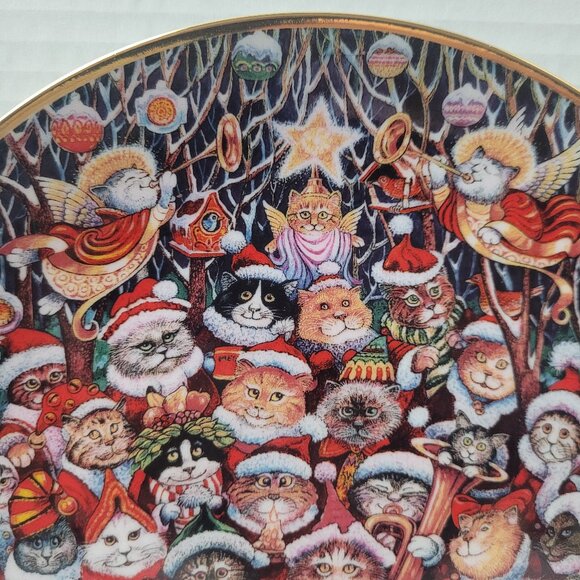 Decorative Holiday Cat Plate SANTA CLAWS by Bill Bell Porcelain Franklin Mint - Picture 6 of 10